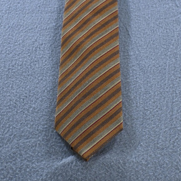Zino Cosma Other - Tino Cosma Mens Vintage Diagonal Stripe Wool Silk Tie OS Brown Tan Rust